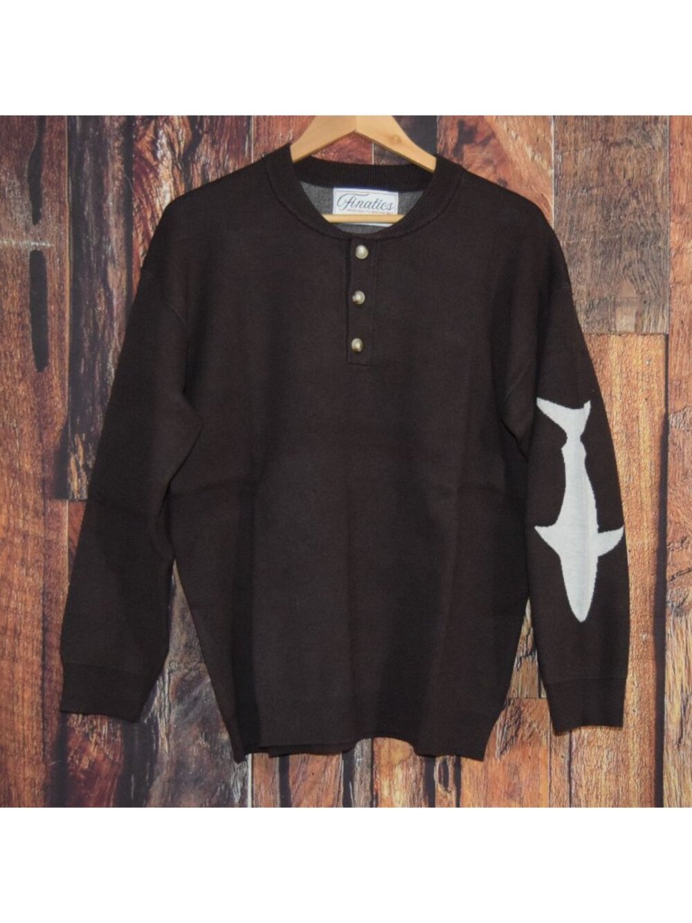 Vintage Finatics Shark Sleeve Knit Henley Sweater New In Package S/M Unisex